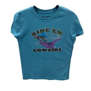Hanna Barbera Junior XXL Flinstones Dino & Pebbles Ride 'Em Cowgirl T-shirt